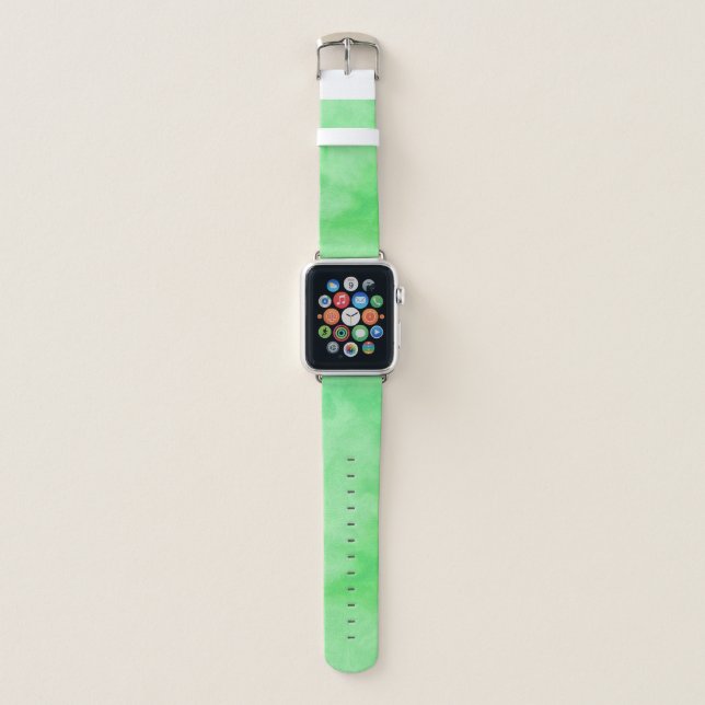 Abstract Marbled Pattern Shades of Light Green Apple Watch Band (Front)