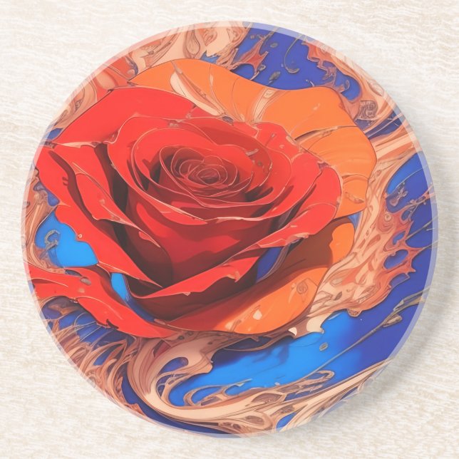 Abstract Marbled Rose Stone Coaster (Front)