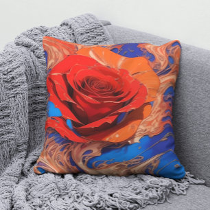 Abstract Marbled Rose Throw Pillow