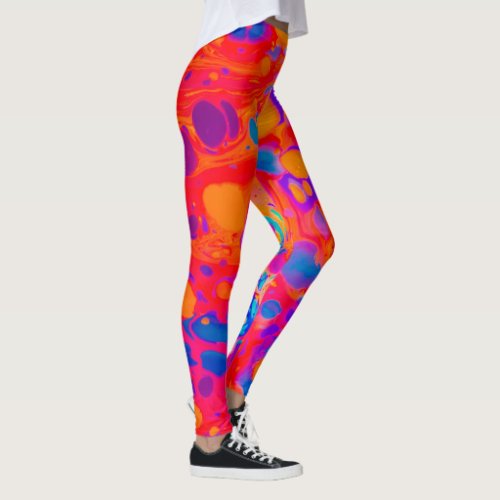 Abstract Marbling Art Patterns as Colorful Backgro Leggings