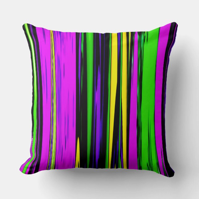 Abstract Mardi Gras Stripes Throw Pillow (Front)