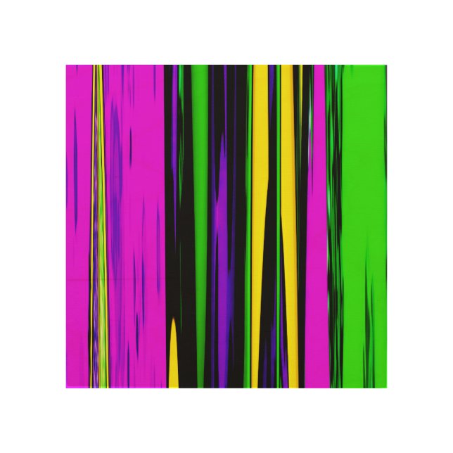 Abstract Mardi Gras Stripes Wood Wall Art (Front)