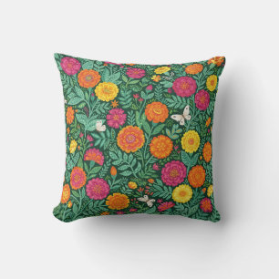Abstract Marigold Butterflies Throw Pillow