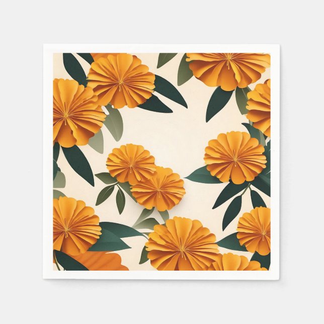 Abstract Marigold Flowers Napkins (Front)