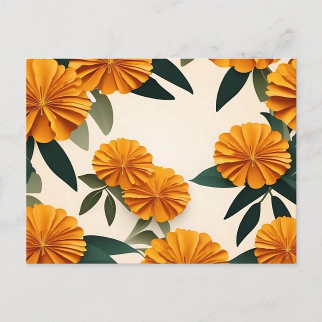 Abstract Marigold Flowers Postcard (Front)
