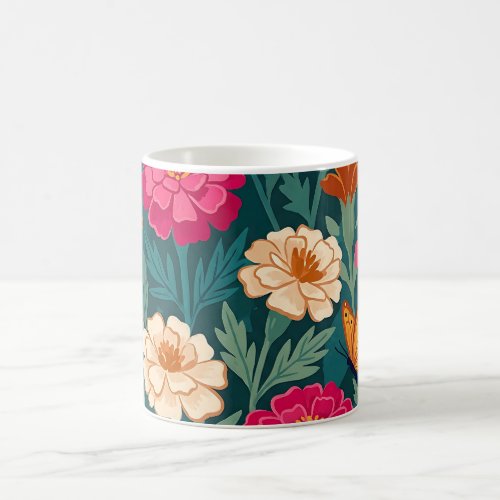 Abstract Marigold Garden Butterflies Coffee Mug