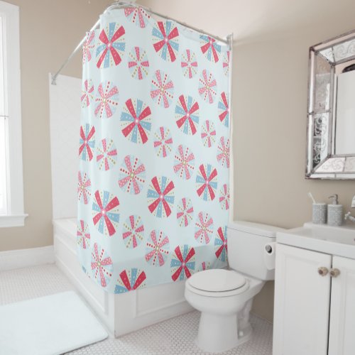 Abstract Marine Botanical Flora Pattern Shower Curtain