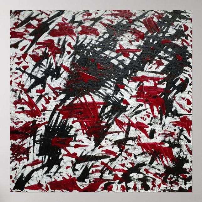 Abstract Marks in Black and Red Poster (Front)