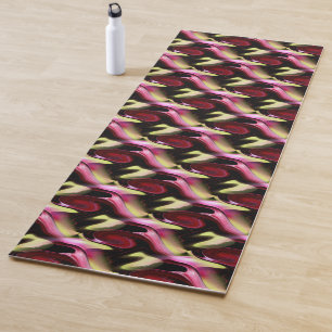 Abstract Maroon And Yellow Shapes Design Yoga Mat