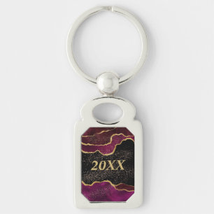 Abstract Maroon Gold Sparkle Graduate Keychain