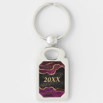 Abstract Maroon Gold Sparkle Graduate Keychain by Westerngirl2 at Zazzle