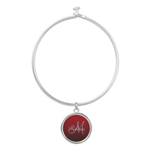 abstract marsala maroon grey burgundy monograms bangle bracelet