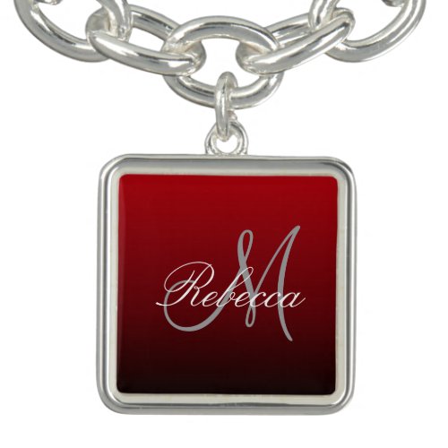 abstract marsala maroon grey burgundy monograms bracelet