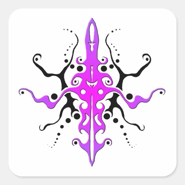 Abstract Mask Tribal Tattoo Design - pink Square Sticker (Front)