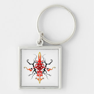 Abstract Mask Tribal Tattoo Design - red Keychain