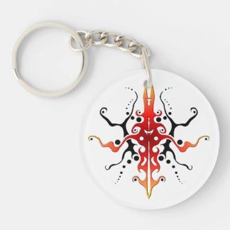Abstract Mask Tribal Tattoo Design - red Keychain