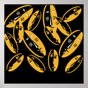 abstract masks pattern poster