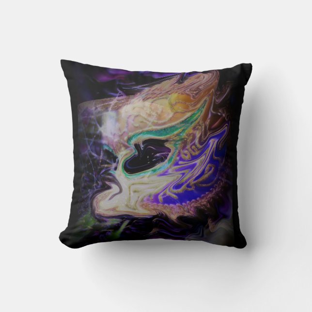 Abstract Masquerade – Purple Gold Masquerade Throw Pillow (Front)