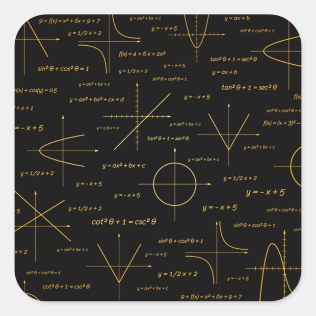 Abstract math pattern square sticker (Front)
