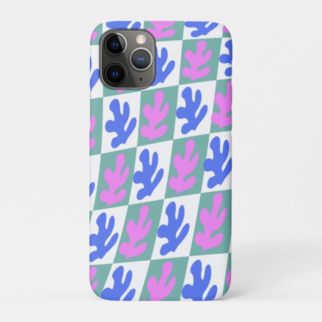 Abstract Matisse Inspired Leaf Plant Checkered  Case-Mate iPhone Case (Back)