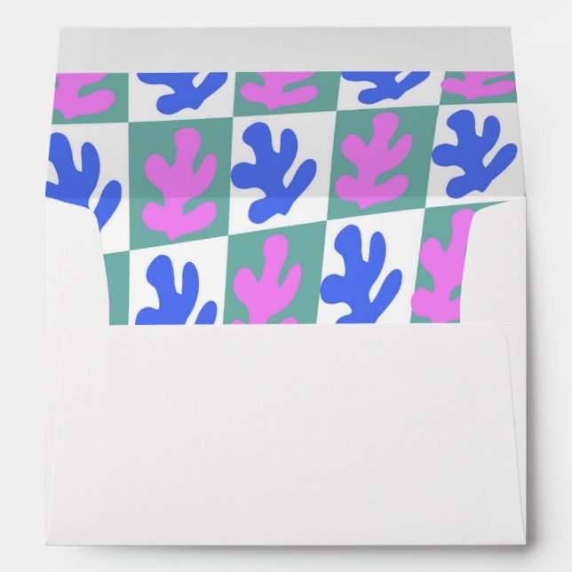 Abstract Matisse Inspired Leaf Plant Checkered Envelope (Back (Bottom))