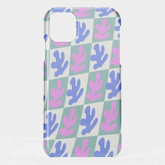 Abstract Matisse Inspired Leaf Plant Checkered  Uncommon iPhone Case (Back)