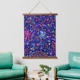 Abstract Maximalism: Ferris Wheel at Night Hanging Tapestry