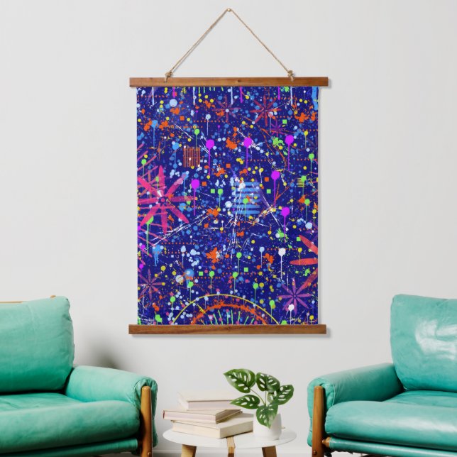Abstract Maximalism: Ferris Wheel at Night Hanging Tapestry (Living Room)