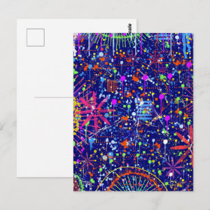 Abstract Maximalism: Ferris Wheel at Night Postcard