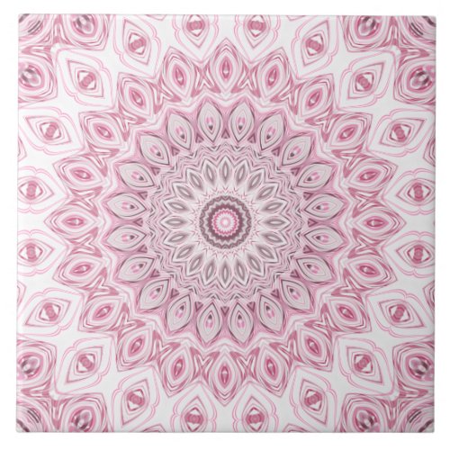 Abstract Medallion Design in Light Pink Ceramic Tile