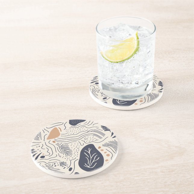 Abstract Mediterranean Waves Sandstone Coaster (Side)