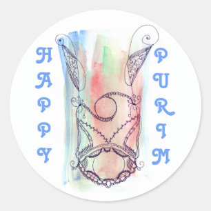 Abstract Megillah Scroll Purim   Classic Round Sticker