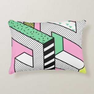 Abstract Memphis: 80s geometric shapes. Accent Pillow