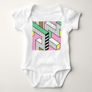 Abstract Memphis: 80s geometric shapes. Baby Bodysuit