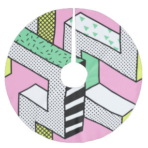 Abstract Memphis: 80s geometric shapes. Brushed Polyester Tree Skirt