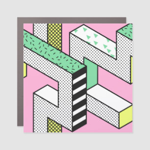 Abstract Memphis: 80s geometric shapes. Car Magnet