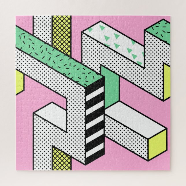 Abstract Memphis: 80s geometric shapes. Jigsaw Puzzle (Vertical)