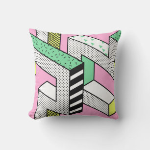 Abstract Memphis: 80s geometric shapes. Throw Pillow
