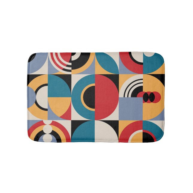 Abstract Memphis: Geometric Vintage Style. Bath Mat (Front)