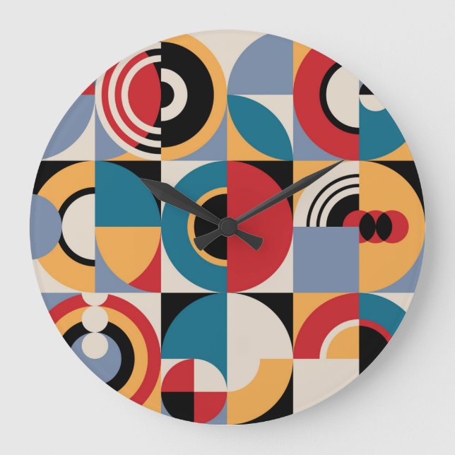 Abstract Memphis: Geometric Vintage Style. Large Clock (Front)