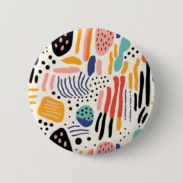 Abstract Memphis Organic Shapes Pattern Button (Front)