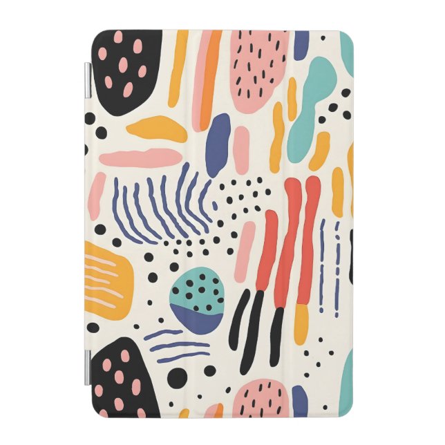 Abstract Memphis Organic Shapes Pattern iPad Mini Cover (Front)