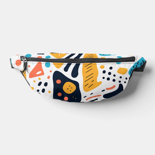 Abstract Memphis Style Organic Shapes Pattern Fanny Pack (Lay Down)