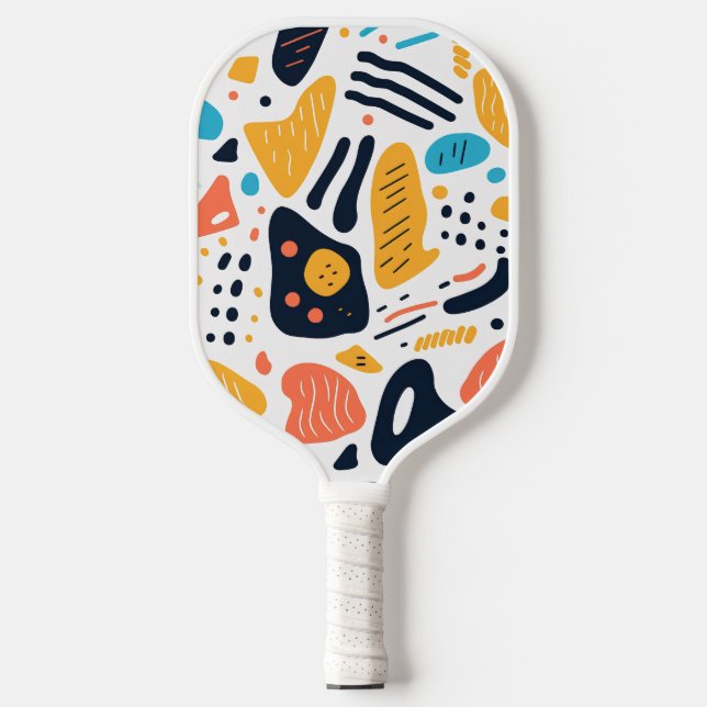 Abstract Memphis Style Organic Shapes Pattern Pickleball Paddle (Front)