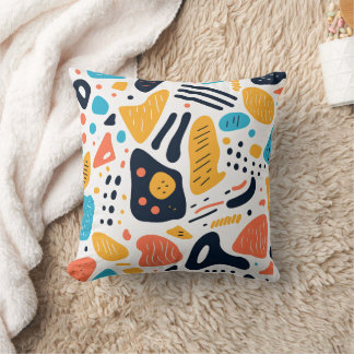 Abstract Memphis Style Organic Shapes Pattern Throw Pillow