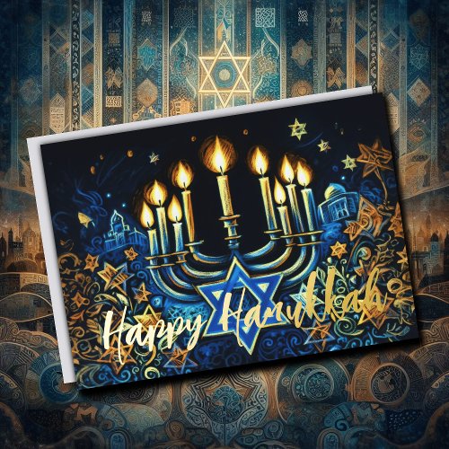 Abstract Menorah Happy Hanukkah Foil Holiday Card