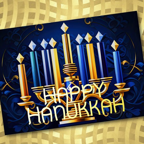 Abstract Menorah Happy Hanukkah Holiday Card