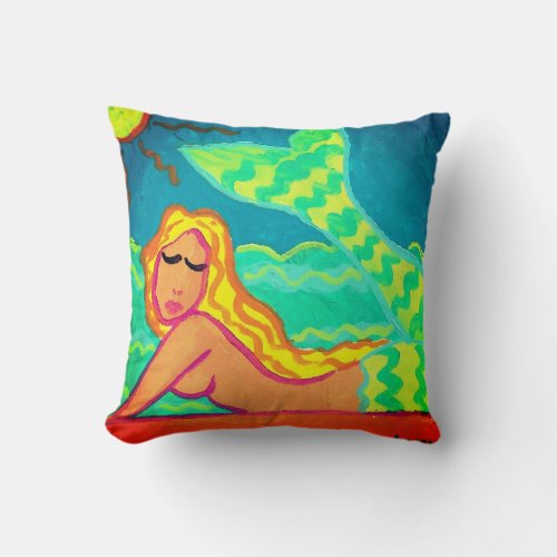 Abstract Mermaid Painting Throw Pillow