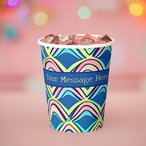 Abstract Mermaid Scales Blue  Pink Bright Funky Paper Cups