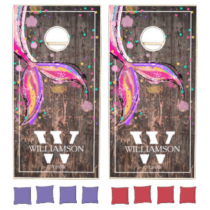 Abstract Mermaid Tail Design wood effect Cornhole Set